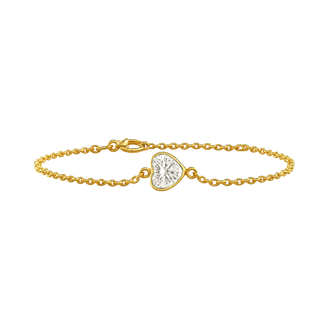 Diamond or Gemstone Heart Bezel Charm in 14K Yellow Round Cable Bracelet