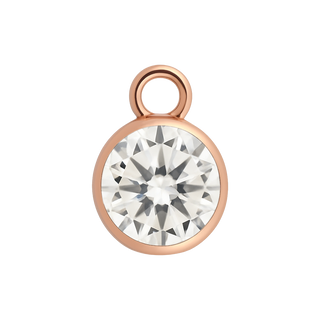 Diamond or Gemstone Bezel Drop Charm in 14K Pink Gold