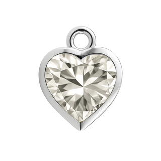 Diamond or Gemstone Heart Bezel Drop Charm in 14K White Gold