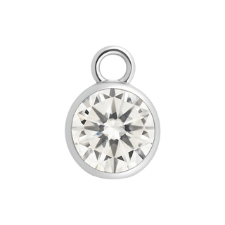 Diamond or Gemstone Bezel Drop Charm in 14K White Gold