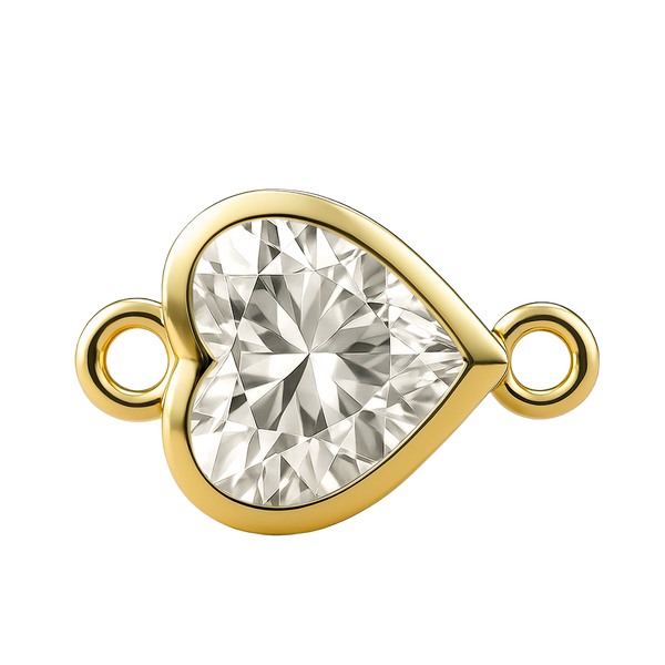 Diamond or Gemstone Heart Bezel Bracelet/Necklace Charm in 14K Yellow Gold
