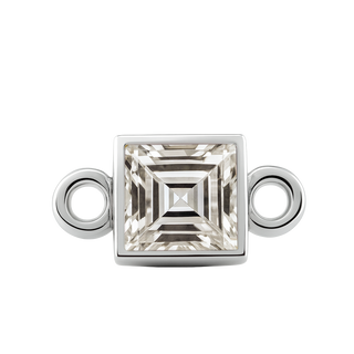 Diamond or Gemstone Square Bezel Bracelet/Necklace Charm in 14K White Gold