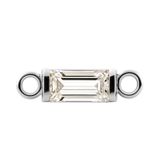 Diamond or Gemstone Baguette Bezel Bracelet/Necklace Charm in 14K White Gold