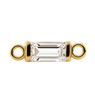 Diamond or Gemstone Baguette Bezel Bracelet/Necklace Charm in 14K Yellow Gold