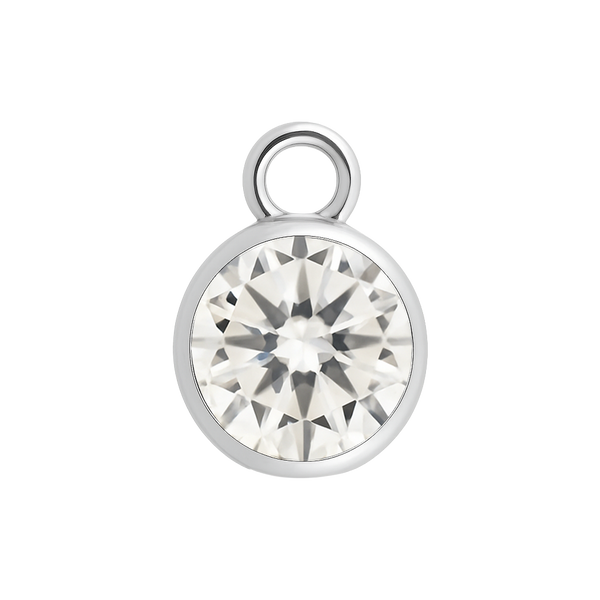 Diamond or Gemstone Bezel Drop Charm in 14K White Gold