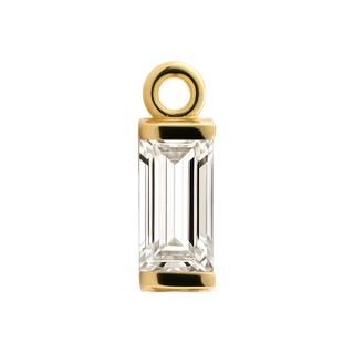 Diamond or Gemstone Baguette Bezel Drop Charm in 14K Yellow Gold