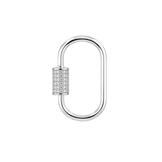 Oval Screw On/Off Chain Connectors / Charm Hangers / Carabiners with CZs (16 x 25 mm)