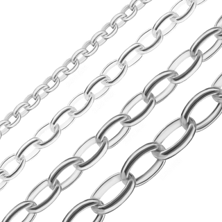 Bulk / Spooled Oval Rolo Chain in Sterling Silver (2.60 mm - 5.00 mm)