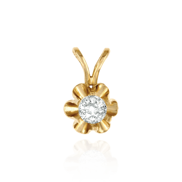 Round Six Prong Buttercup Pendants in 14K Gold (1.75 mm - 6.50 mm)