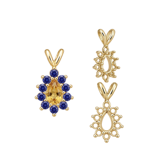 10 Stone Pear Shape Cluster Pendants (5.00 x 3.00 mm - 7.00 x 5.00 mm)