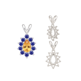 10 Stone Pear Shape Cluster Pendants (5.00 x 3.00 mm - 7.00 x 5.00 mm)