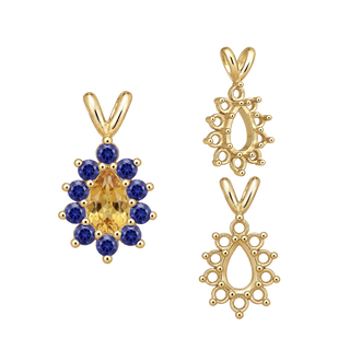 10 Stone Pear Shape Cluster Pendants (5.00 x 3.00 mm - 7.00 x 5.00 mm)