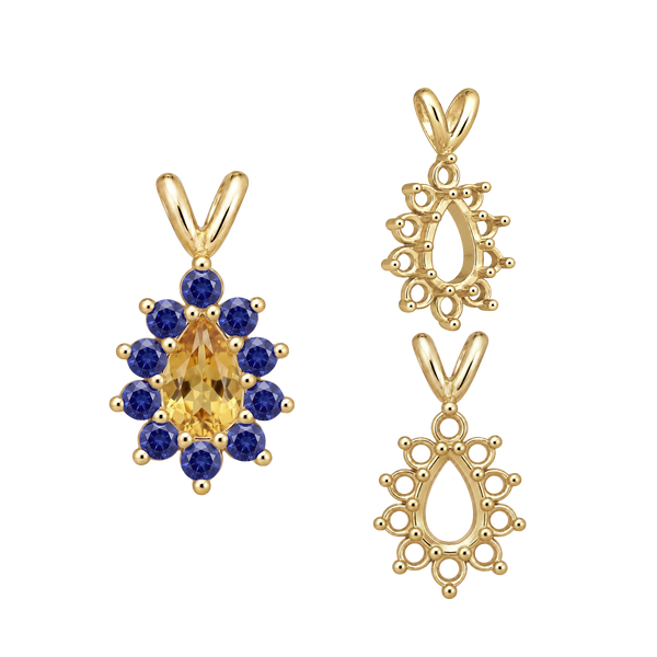 10 Stone Pear Shape Cluster Pendants (5.00 x 3.00 mm - 7.00 x 5.00 mm)