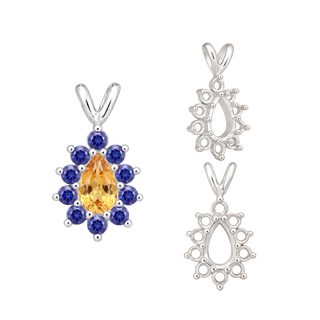 10 Stone Pear Shape Cluster Pendants (5.00 x 3.00 mm - 7.00 x 5.00 mm)
