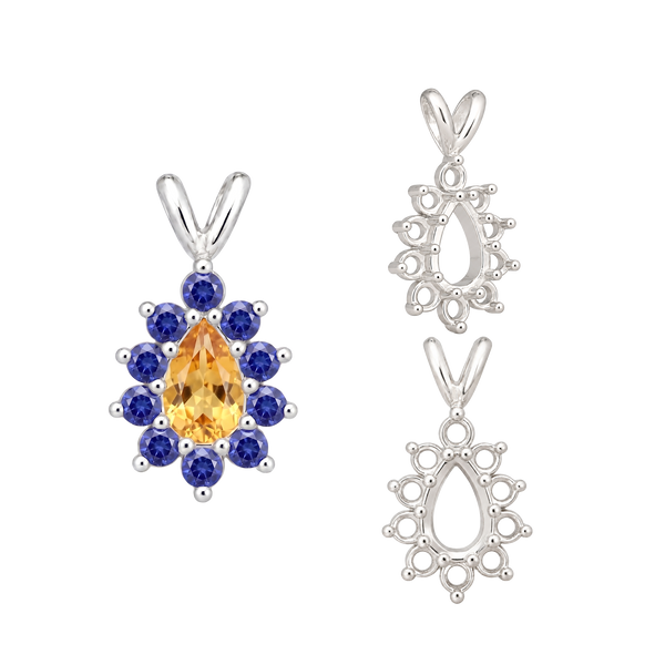 10 Stone Pear Shape Cluster Pendants (5.00 x 3.00 mm - 7.00 x 5.00 mm)