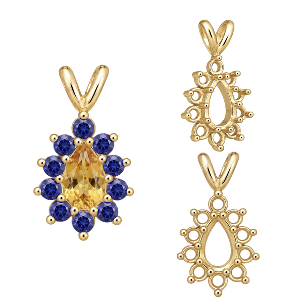 10 Stone Pear Shape Cluster Pendants (5.00 x 3.00 mm - 7.00 x 5.00 mm)