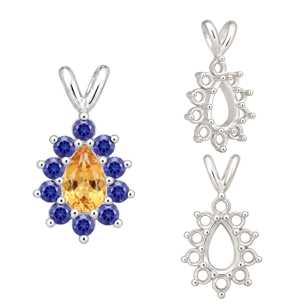 10 Stone Pear Shape Cluster Pendants (5.00 x 3.00 mm - 7.00 x 5.00 mm)
