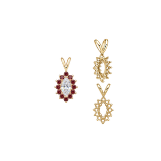 12 Stone Marquise Shaped Cluster Pendants (4.00 x 1.75 mm - 12.00 x 6.00 mm)