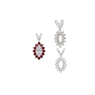 12 Stone Marquise Shaped Cluster Pendants (4.00 x 1.75 mm - 12.00 x 6.00 mm)