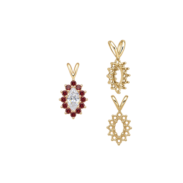 12 Stone Marquise Shaped Cluster Pendants (4.00 x 1.75 mm - 12.00 x 6.00 mm)