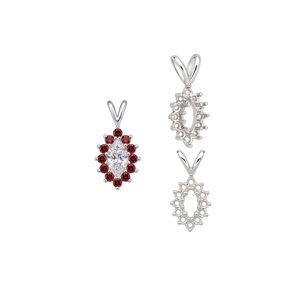 12 Stone Marquise Shaped Cluster Pendants (4.00 x 1.75 mm - 12.00 x 6.00 mm)