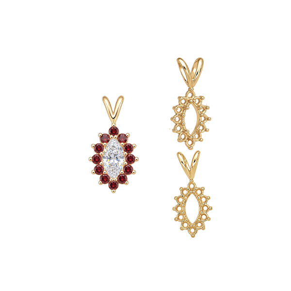 12 Stone Marquise Shaped Cluster Pendants (4.00 x 1.75 mm - 12.00 x 6.00 mm)