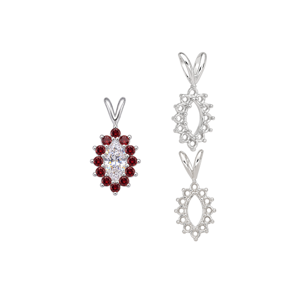12 Stone Marquise Shaped Cluster Pendants (4.00 x 1.75 mm - 12.00 x 6.00 mm)