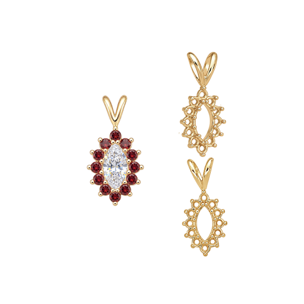 12 Stone Marquise Shaped Cluster Pendants (4.00 x 1.75 mm - 12.00 x 6.00 mm)