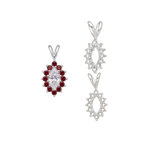 12 Stone Marquise Shaped Cluster Pendants (4.00 x 1.75 mm - 12.00 x 6.00 mm)