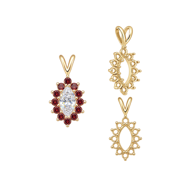 12 Stone Marquise Shaped Cluster Pendants (4.00 x 1.75 mm - 12.00 x 6.00 mm)