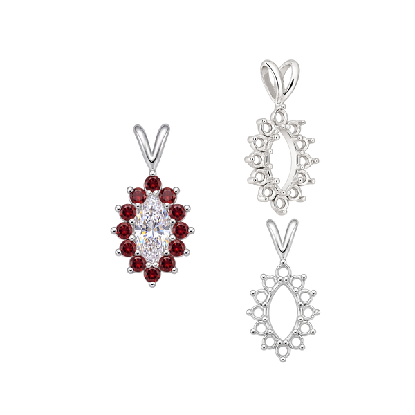 12 Stone Marquise Shaped Cluster Pendants (4.00 x 1.75 mm - 12.00 x 6.00 mm)