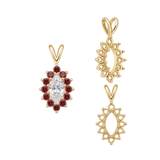 12 Stone Marquise Shaped Cluster Pendants (4.00 x 1.75 mm - 12.00 x 6.00 mm)