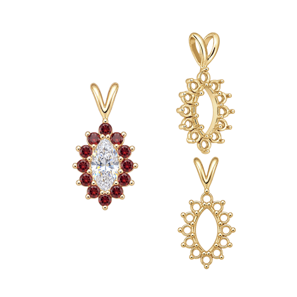 12 Stone Marquise Shaped Cluster Pendants (4.00 x 1.75 mm - 12.00 x 6.00 mm)