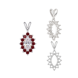 12 Stone Marquise Shaped Cluster Pendants (4.00 x 1.75 mm - 12.00 x 6.00 mm)
