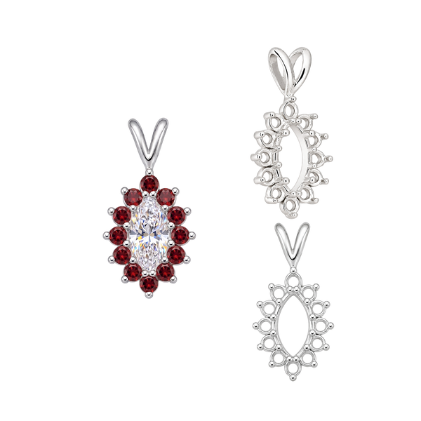 12 Stone Marquise Shaped Cluster Pendants (4.00 x 1.75 mm - 12.00 x 6.00 mm)
