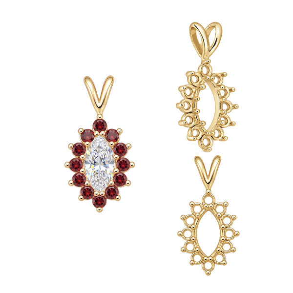 12 Stone Marquise Shaped Cluster Pendants (4.00 x 1.75 mm - 12.00 x 6.00 mm)