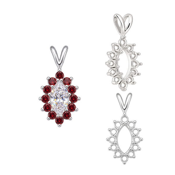 12 Stone Marquise Shaped Cluster Pendants (4.00 x 1.75 mm - 12.00 x 6.00 mm)