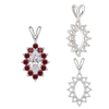 12 Stone Marquise Shaped Cluster Pendants (4.00 x 1.75 mm - 12.00 x 6.00 mm)