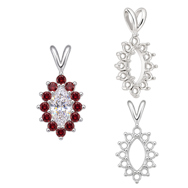 12 Stone Marquise Shaped Cluster Pendants (4.00 x 1.75 mm - 12.00 x 6.00 mm)