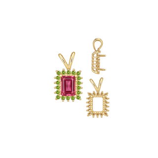 Emerald Shape Cluster Pendants (14-18 Side Stones | 6.00 x 4.00 mm - 10.00 x 8.00 mm)