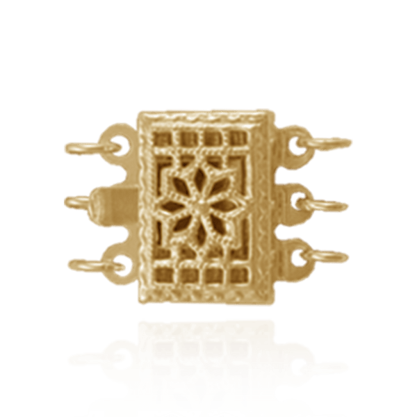 Filigree Rectangle Pearl Clasps (2-3 Strands; 10.5 mm)