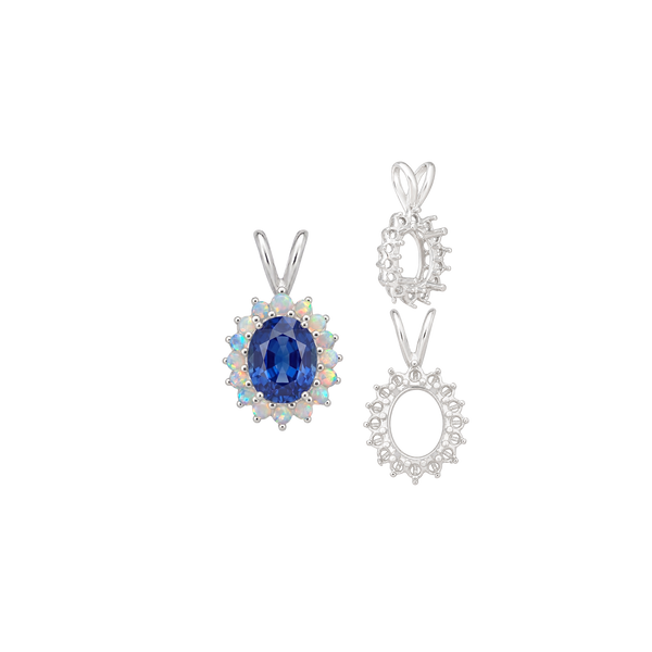 Oval Cluster Pendants (12-16 Side Stones | 6.00 x 4.00 mm - 10.00 x 8.00 mm)
