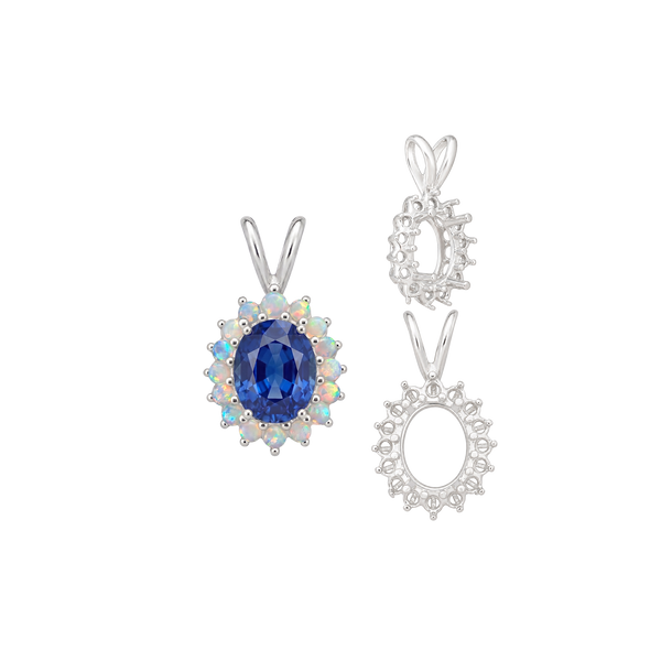 Oval Cluster Pendants (12-16 Side Stones | 6.00 x 4.00 mm - 10.00 x 8.00 mm)