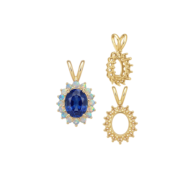 Oval Cluster Pendants (12-16 Side Stones | 6.00 x 4.00 mm - 10.00 x 8.00 mm)