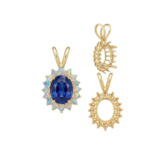 Oval Cluster Pendants (12-16 Side Stones | 6.00 x 4.00 mm - 10.00 x 8.00 mm)