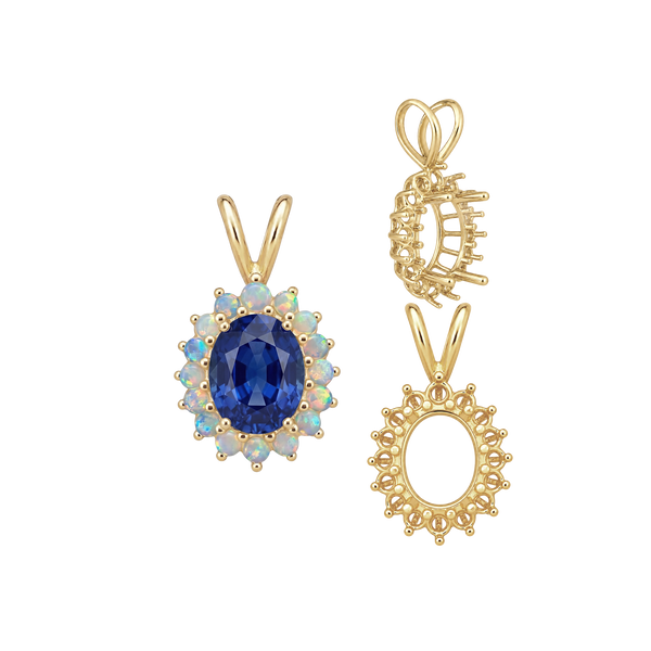Oval Cluster Pendants (12-16 Side Stones | 6.00 x 4.00 mm - 10.00 x 8.00 mm)