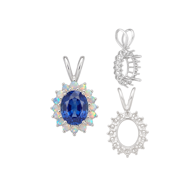 Oval Cluster Pendants (12-16 Side Stones | 6.00 x 4.00 mm - 10.00 x 8.00 mm)