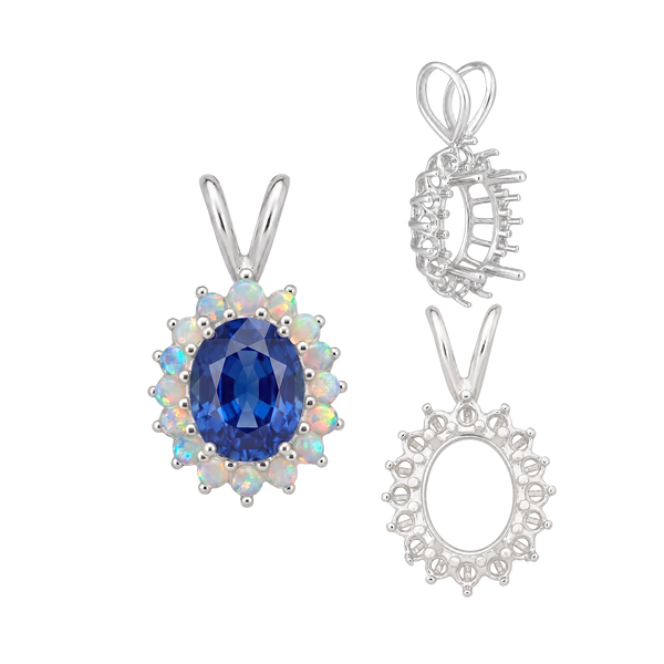 Oval Cluster Pendants (12-16 Side Stones | 6.00 x 4.00 mm - 10.00 x 8.00 mm)