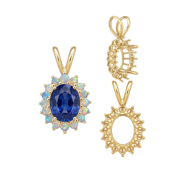 Oval Cluster Pendants (12-16 Side Stones | 6.00 x 4.00 mm - 10.00 x 8.00 mm)