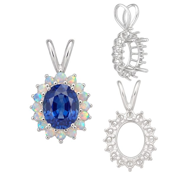 Oval Cluster Pendants (12-16 Side Stones | 6.00 x 4.00 mm - 10.00 x 8.00 mm)